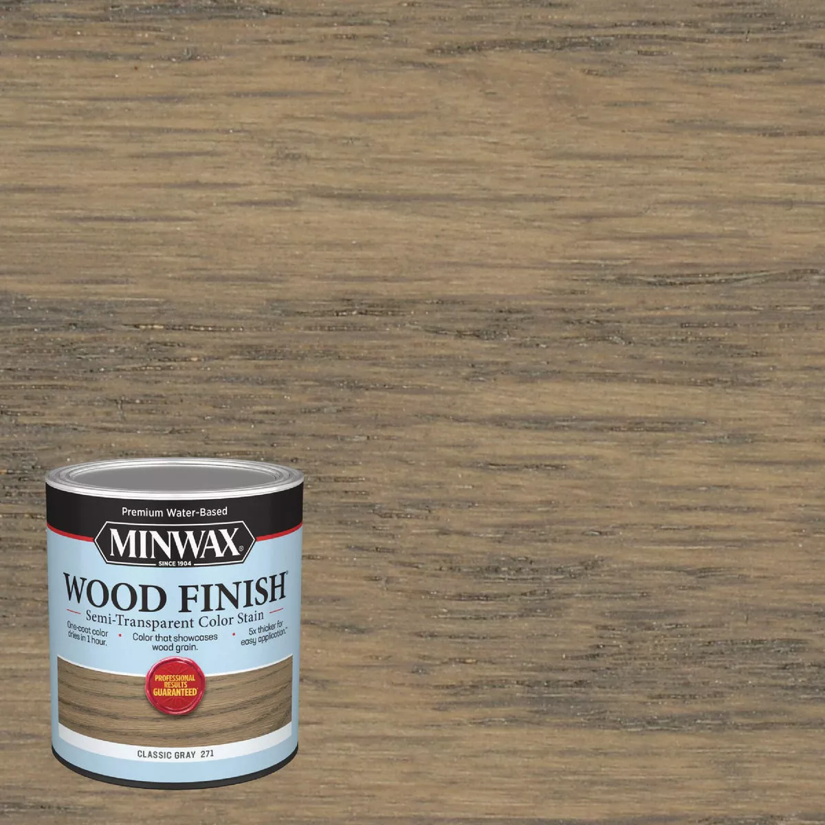 Minwax Wood Finish Water-Based Semi-Transparent Color Stain, Classic Gray, 1 Qt.
