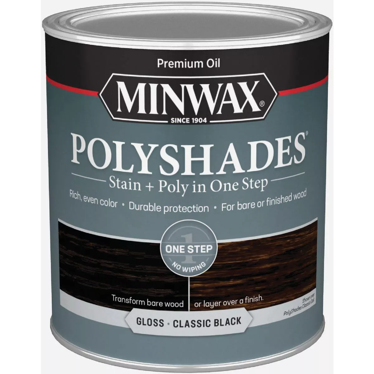 Minwax 1 Qt. Gloss Stain & Finish Polyurethane In 1-Step, Black