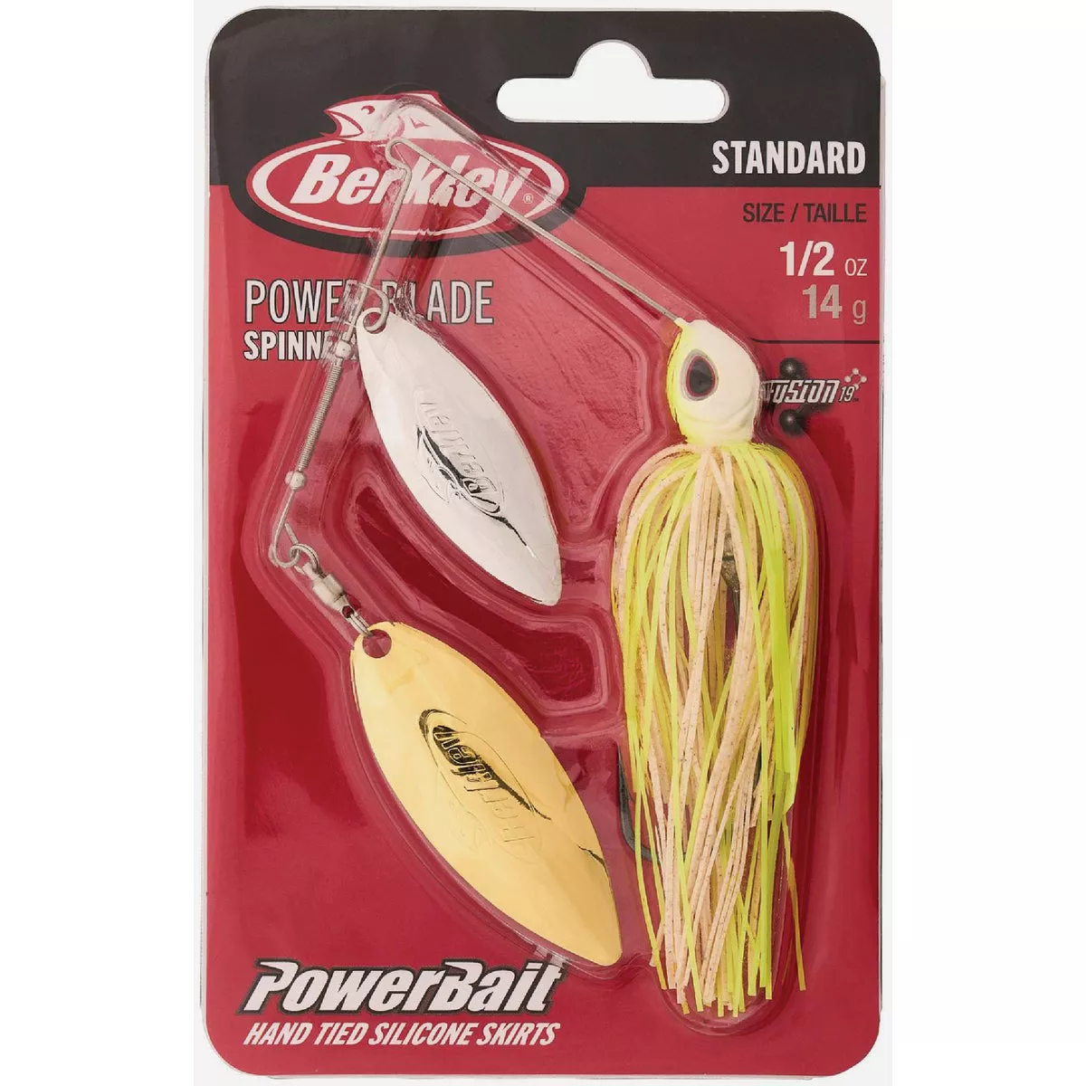 Berkley Power Blade Standard 1/2 Oz. White Chartreuse/Silver + Gold Spinnerbait Lure - photo 2