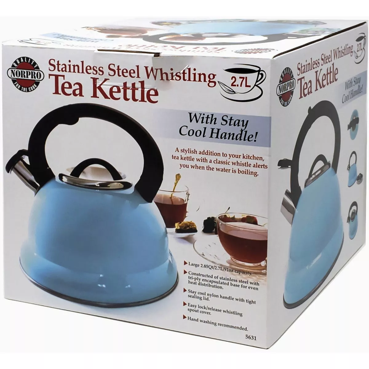 Norpro 2.7 Ltr. Blue Stainless Steel Whistling Tea Kettle - photo 2