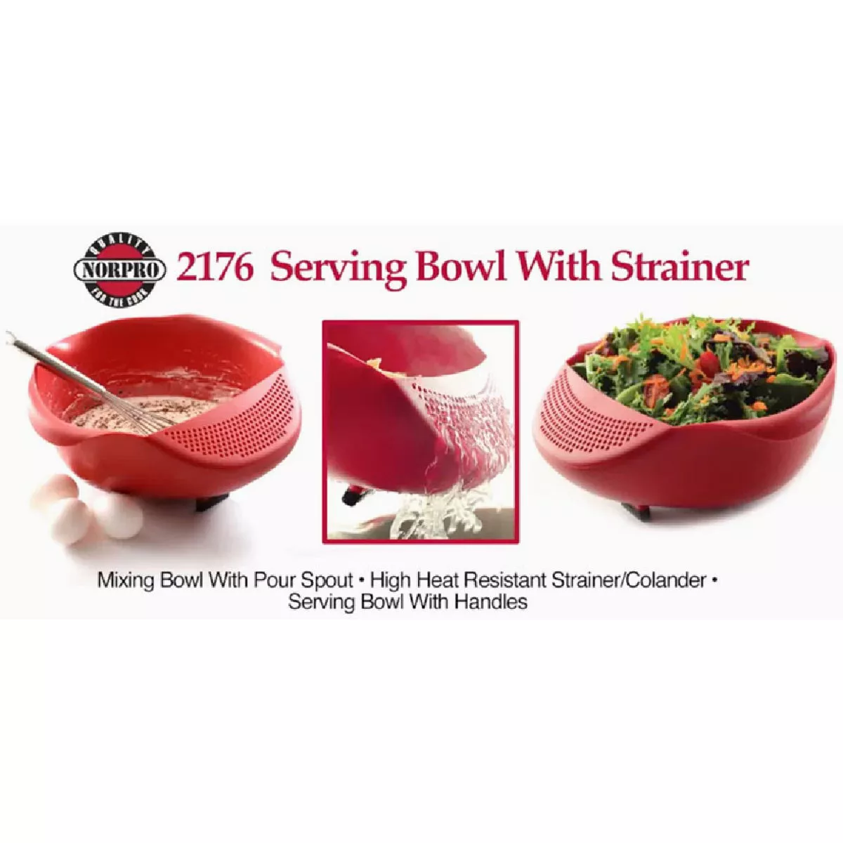 Norpro 12 In. Serving Bowl With Strainer- - photo 8