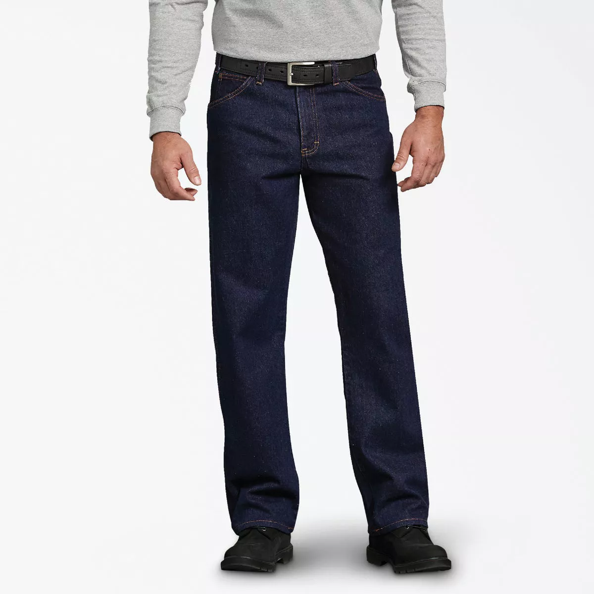 Dickies Men's 46x30 Rinsed Indigo Blue Regular Straight Fit Denim Jeans