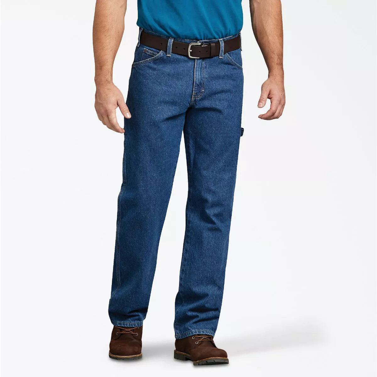 Dickies Men's 38x36 Stonewashed Indigo Blue Relaxed Fit Carpenter Heavyweight Denim Jeans
