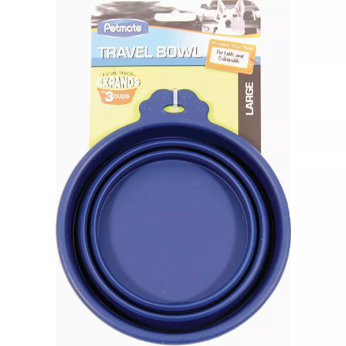 Petmate 3-Cup Silicone Round Travel Pet Bowl