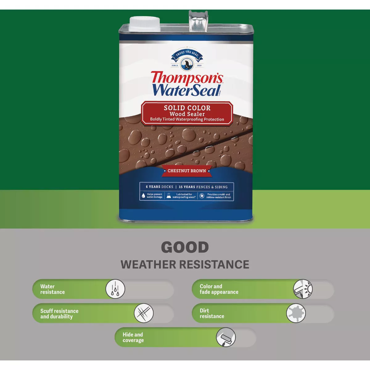 Thompson's WaterSeal Solid Exterior Wood Stain & Sealer, Harvest Gold, 1 Gal. - photo 3