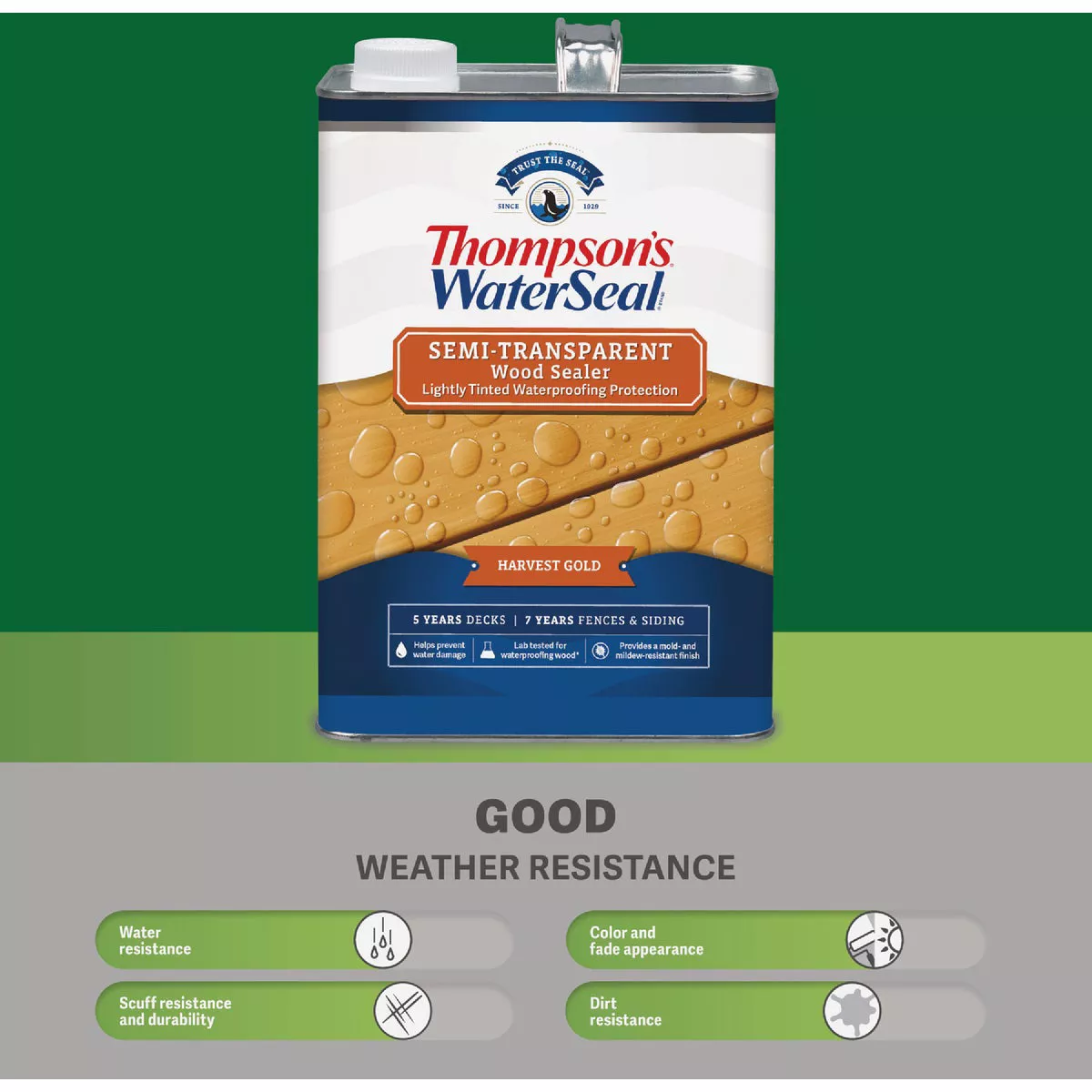 Thompson's WaterSeal Semi-Transparent Exterior Wood Stain & Sealer, Harvest Gold, 1 Gal. - photo 2