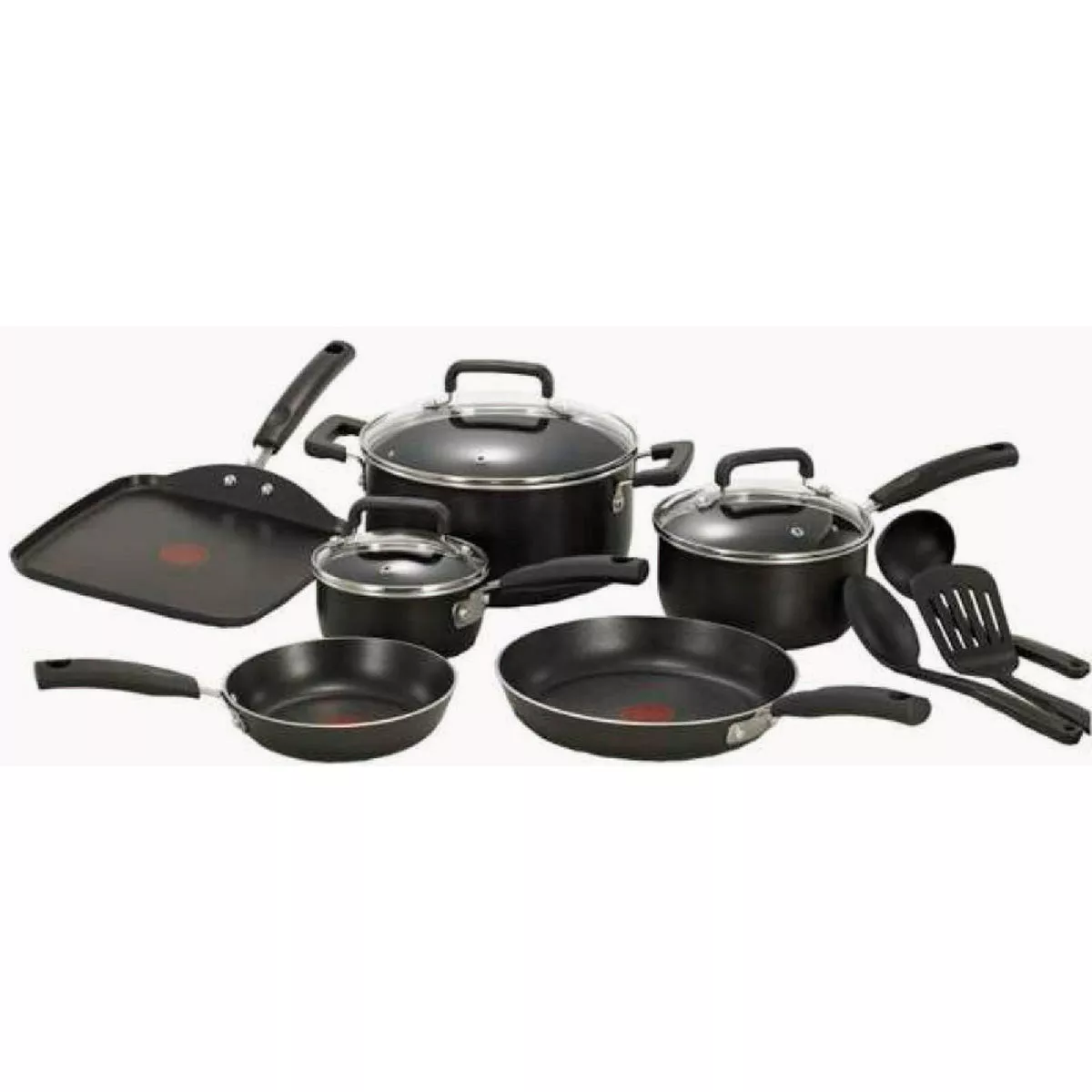 T-Fal Signature Total Black Non-Stick Cookware Set (12 Piece)