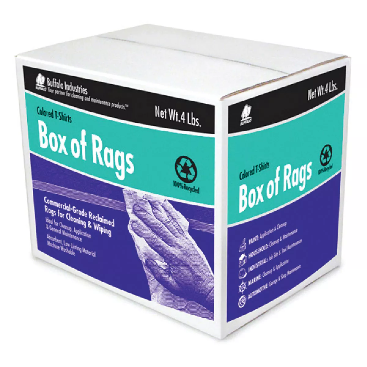 Buffalo Industries Colored 100% Recycled Material Rags, 057-042
