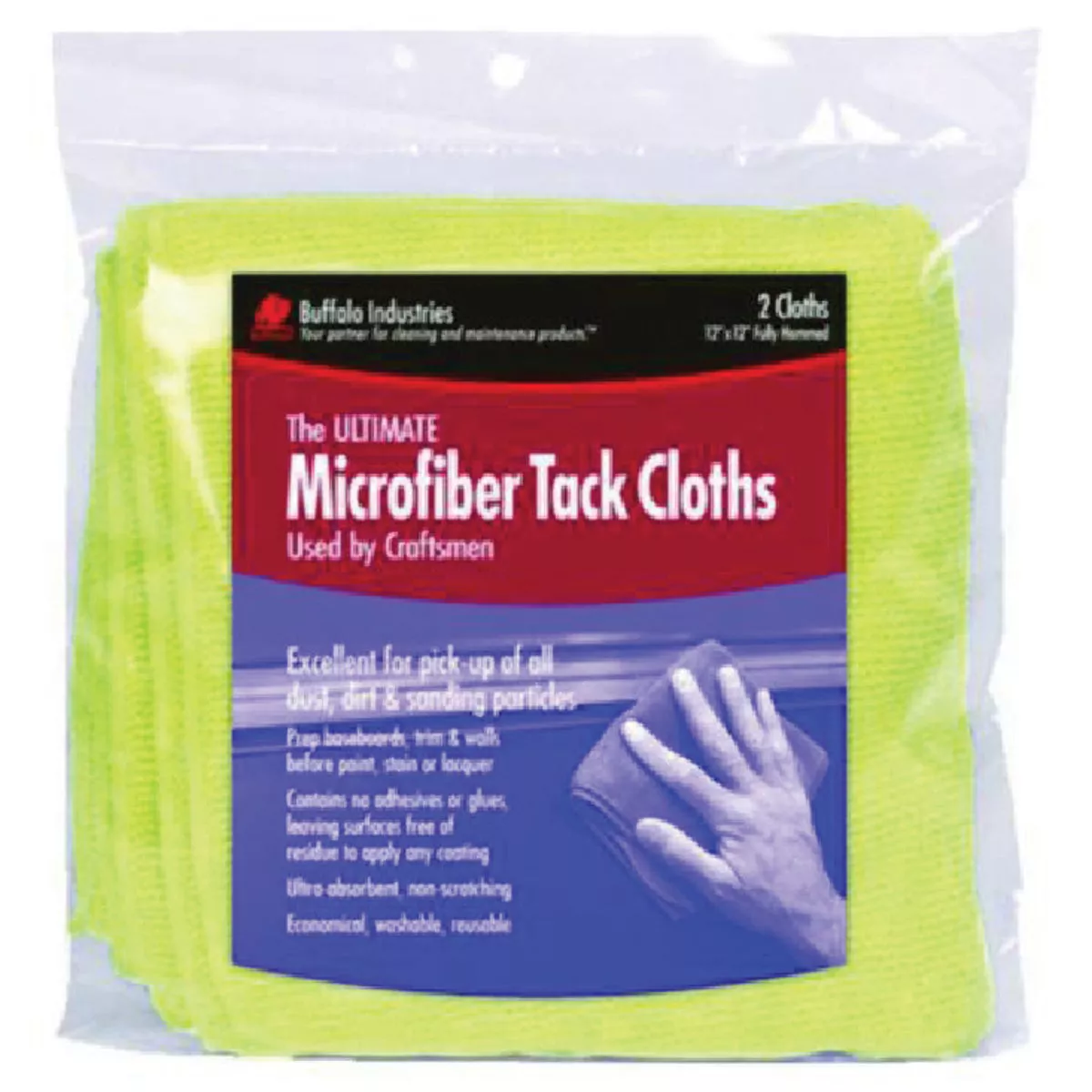 Buffalo Industries Microfiber 12 In. x 12 In. Tack Cloth, 057-450