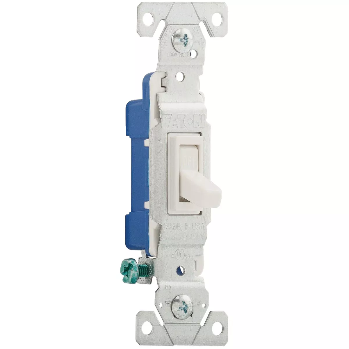 Eaton SP Residential Grade 15A Single Pole Switch, White