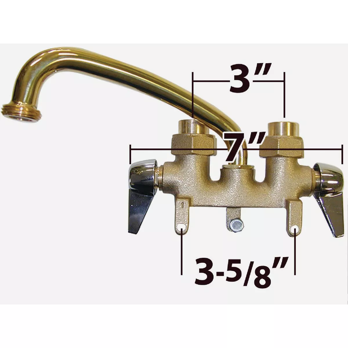 B&K Rough Brass with Chrome Handles Traditional Laundry Tray Faucet - photo 3