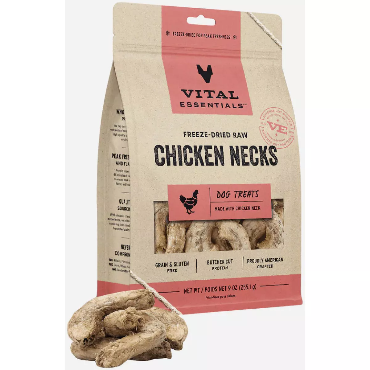 Vital Essentials Freeze-Dried Chicken Necks Dog Treat (85-Count)