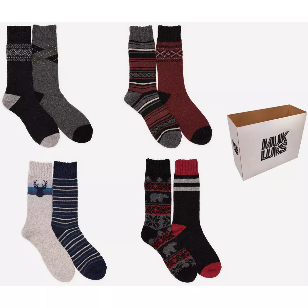 Muk Luks Men's 10 to 13 Wool Sock Assortment (2-Pack)