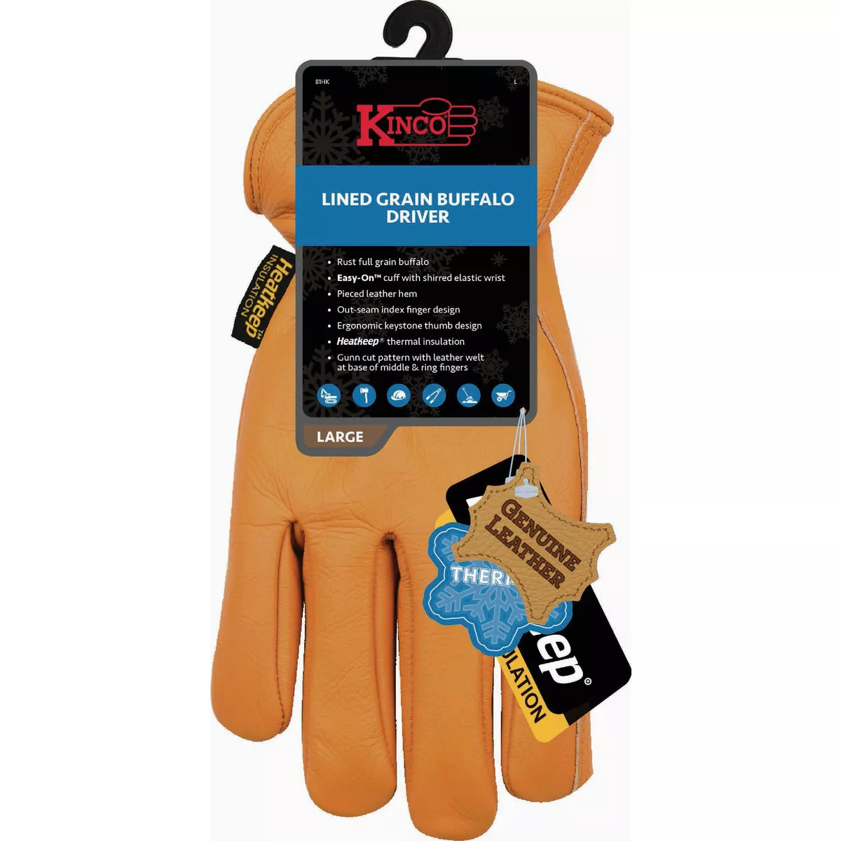 Kinco Men's XL Lined Grain Buffalo Driver Glove