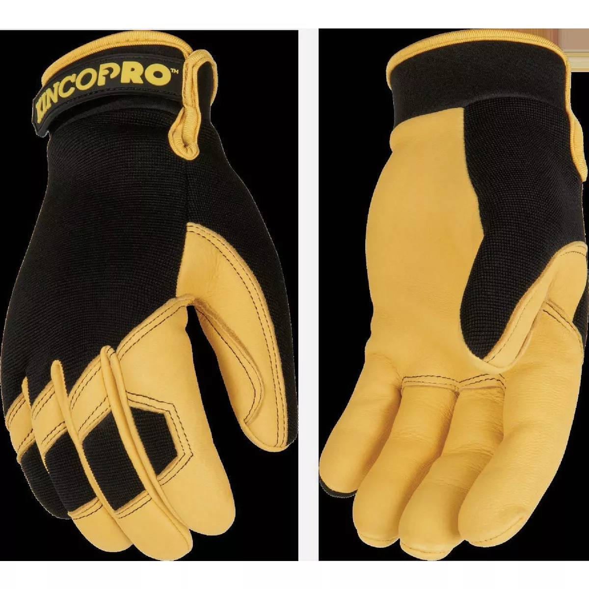 KincoPro Men's Large Grain Deerskin & Synthetic Hybrid Work Glove with Pull-Strap-