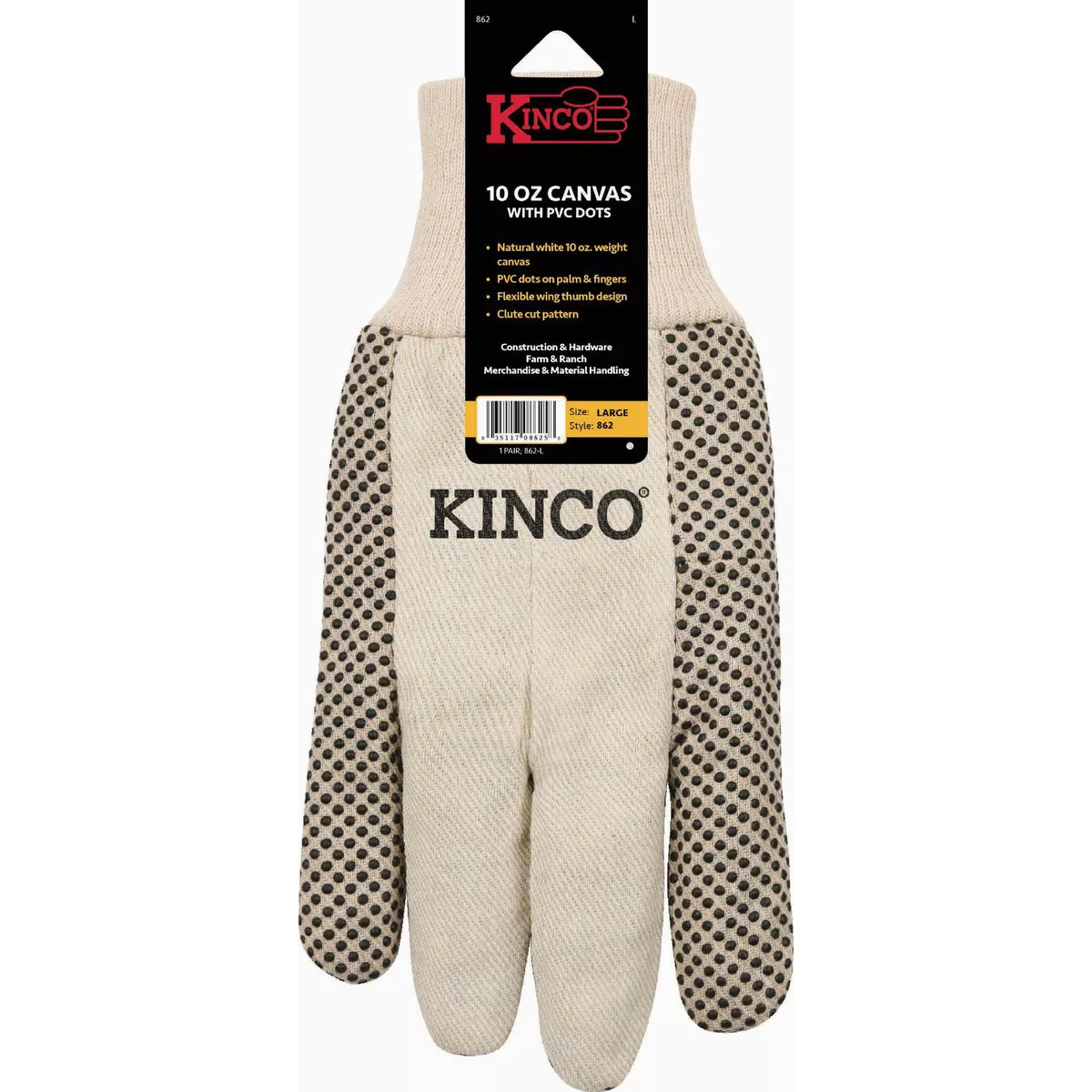 Kinco Men's Large 10 Oz. Canvas Glove with PVC Dots-