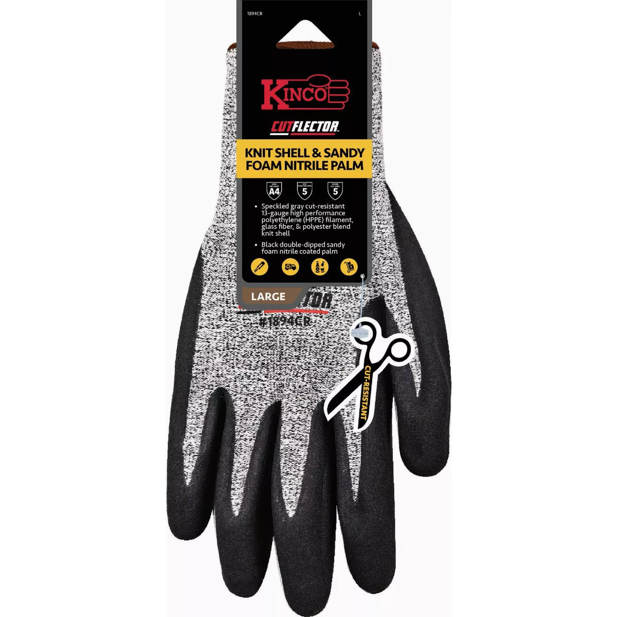 Kinco CutFlector Men's Large Knit Shell & Sandy Foam Nitrile Palm Glove