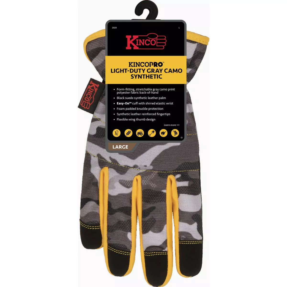 KincoPro Men's XL Light-Duty Gray Camo Synthetic Glove