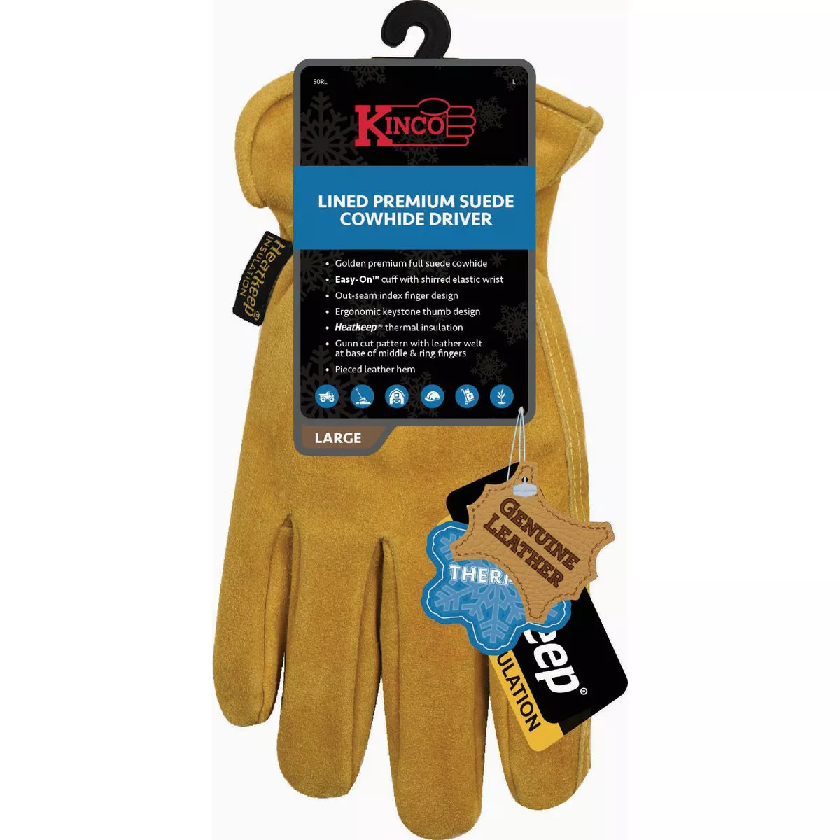 Kinco Men's XL Lined Premium Suede Cowhide Driver Glove