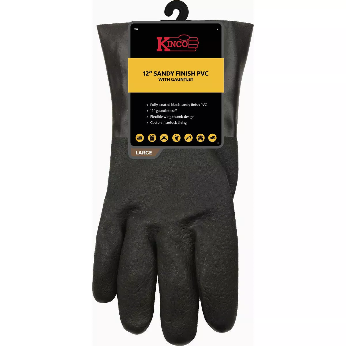 Kinco Men's Large 12 In. Sandy Finish PVC Glove with Gauntlet Cuff