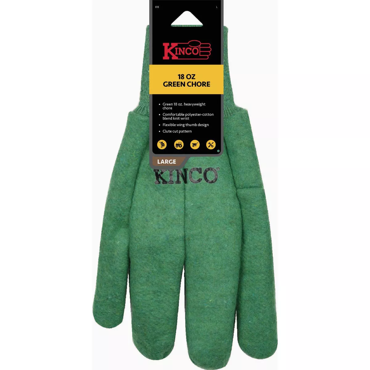 Kinco Men's Large 18 Oz. Green Chore Glove