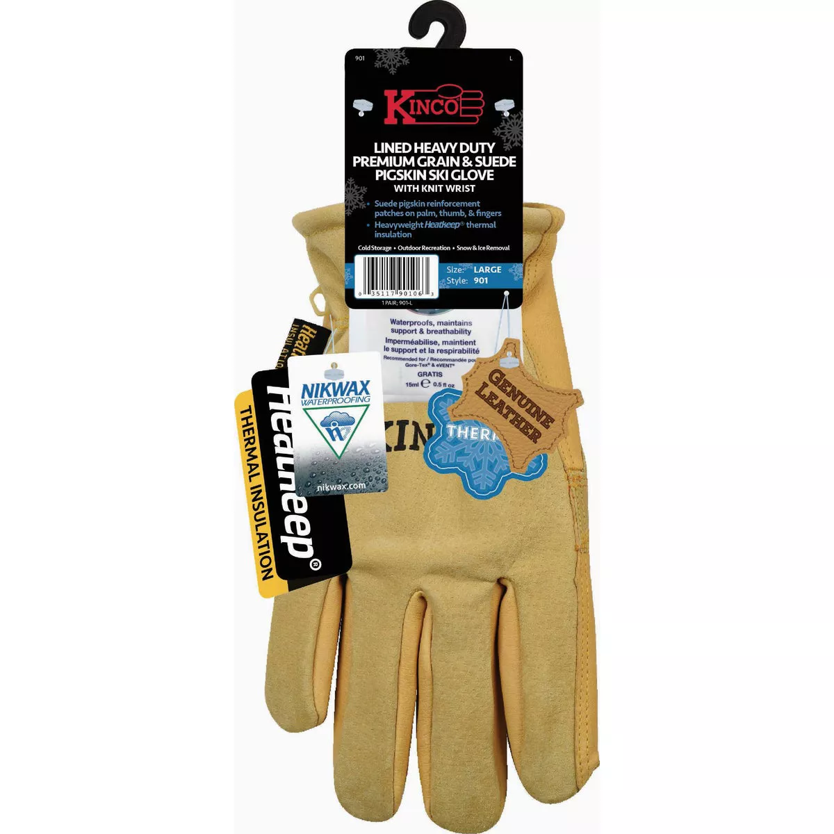 Kinco Men's Small Lined Heavy Duty Premium Grain & Suede Pigskin Driver Glove with Knit Wrist