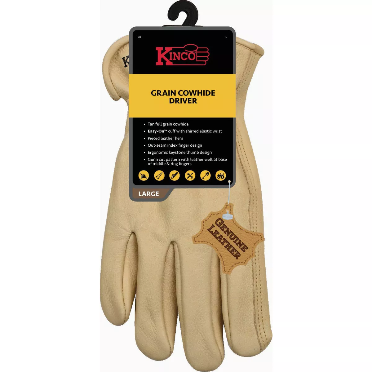 Kinco Men's Large Grain Cowhide Driver Glove-