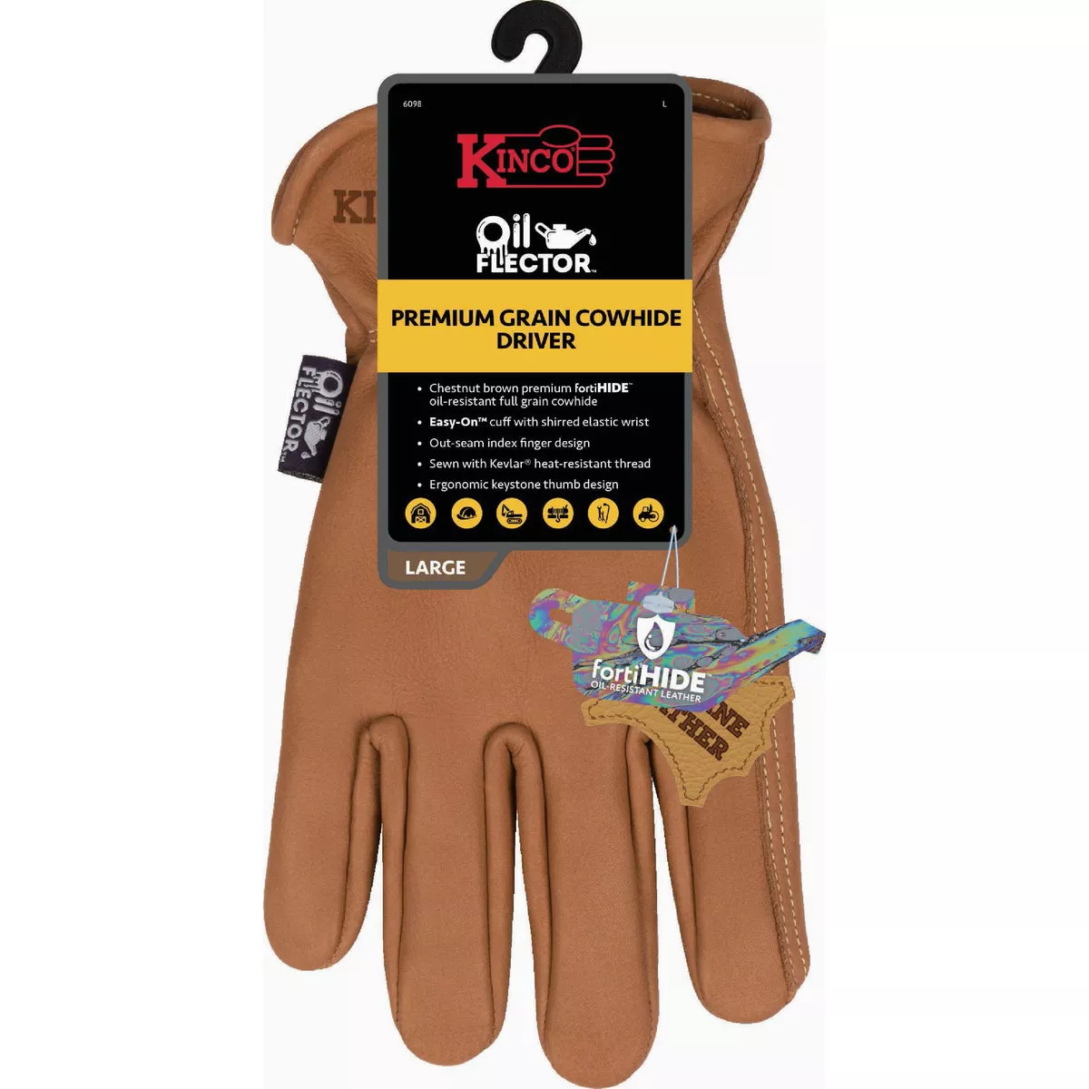 Kinco OilFlector Men's Medium Premium Grain Cowhide Driver Glove-