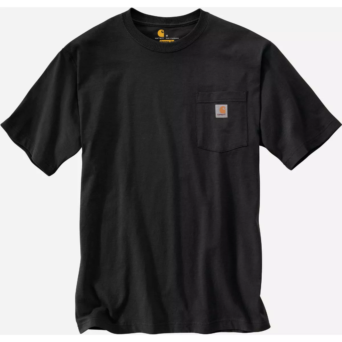 Carhartt Men's Medium Regular Black Heavyweight Short Sleeve Pocket T-Shirt, Loose Fit