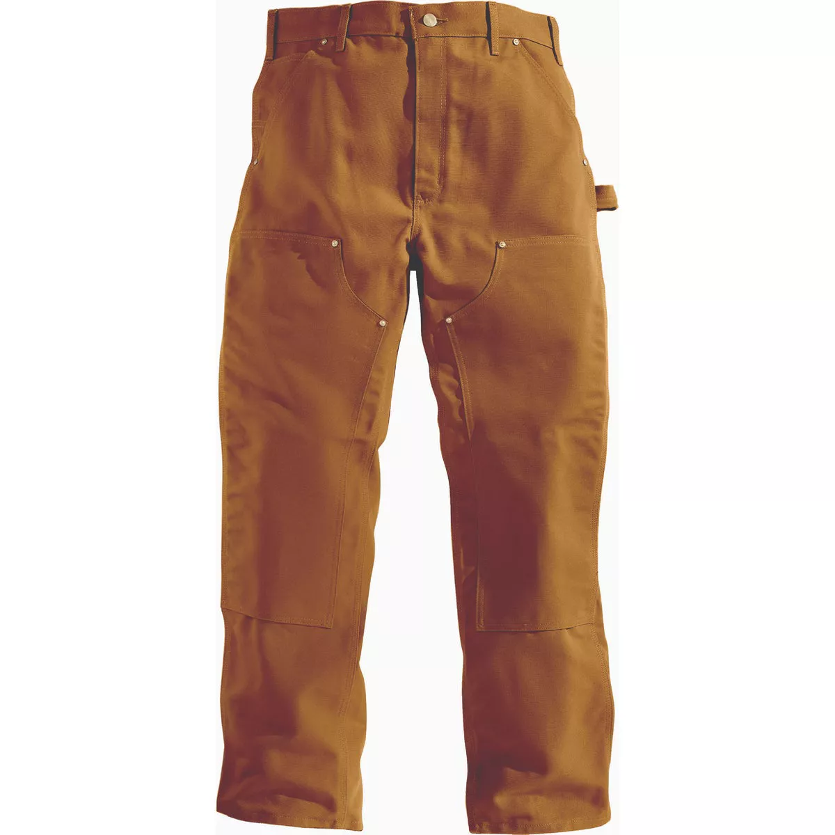 Carhartt Men's 42x32 Brown Firm Duck Double-Front Utility Work Pants, Loose Fit