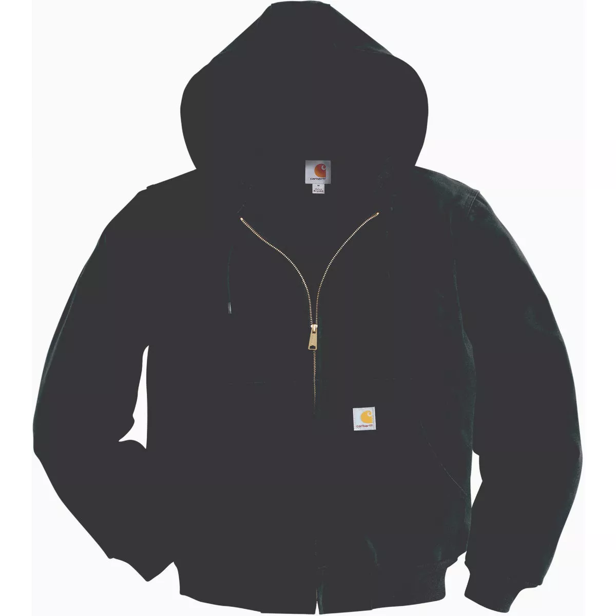 Carhartt Men's Medium Regular Black Firm Duck Thermal-Lined Active Jacket, Loose Fit