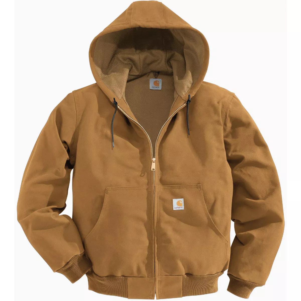 Carhartt Men's Large Tall Brown Firm Duck Thermal-Lined Active Jacket, Loose Fit