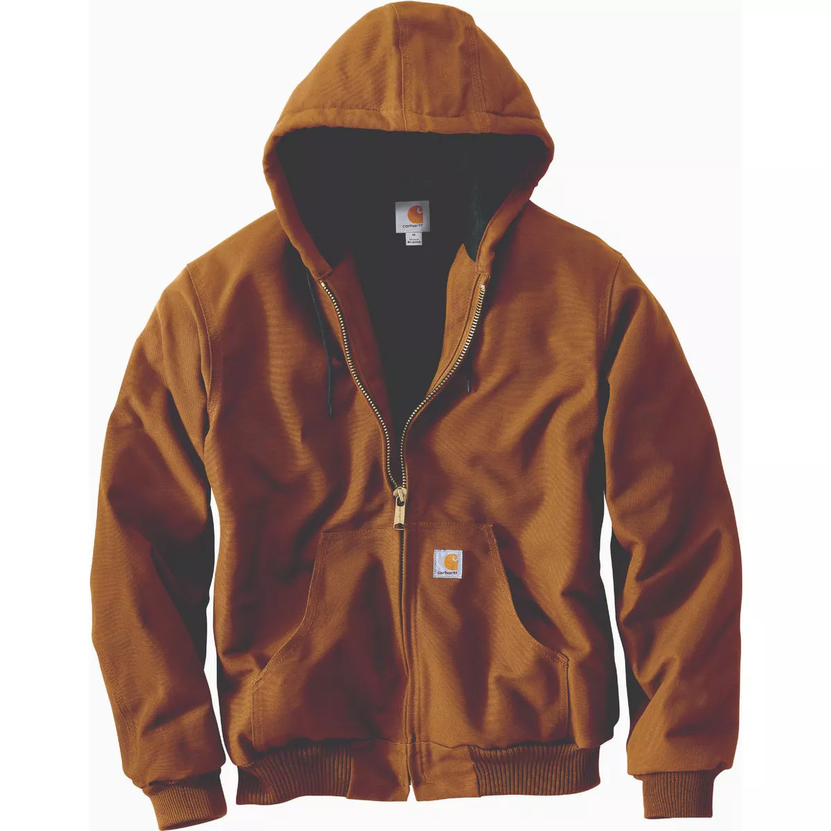 Carhartt Men's 3XL Tall Brown Firm Duck Insulated Flannel-Line Active Jacket, Loose Fit