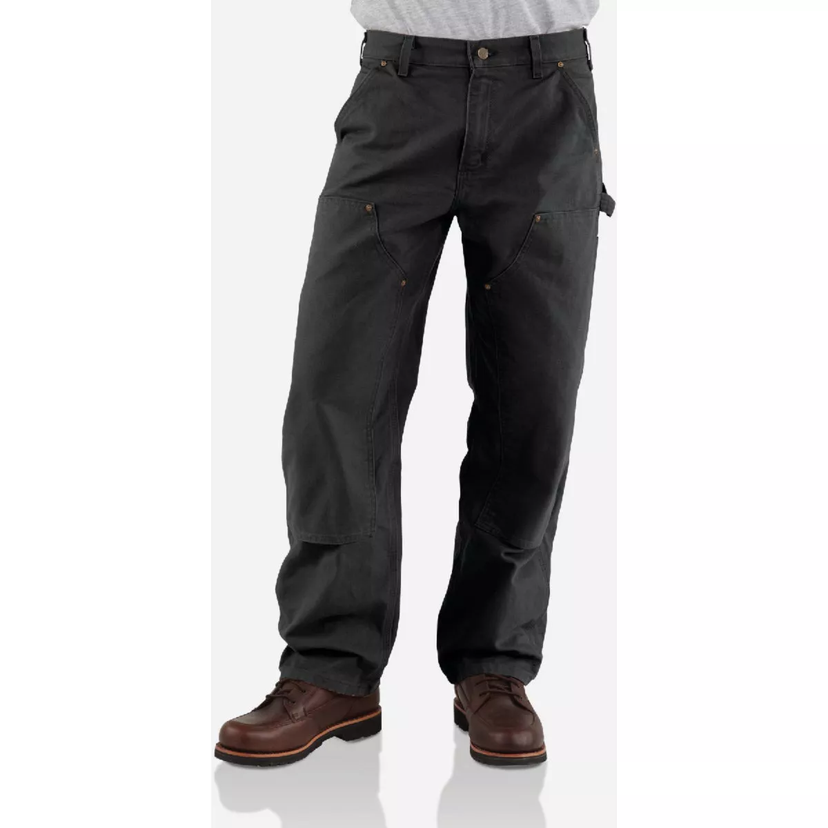 Carhartt Men's 44x30 Black Washed Duck Double-Front Utility Work Pants, Loose Fit - photo 3