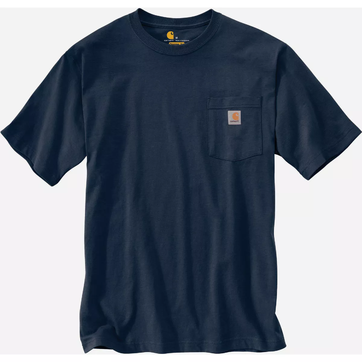 Carhartt Men's Small Regular Navy Heavyweight Short Sleeve Pocket T-Shirt, Loose Fit