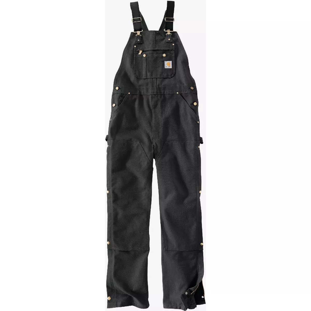 Carhartt Men's 30x36 Black Firm Duck Bib Overalls, Loose Fit