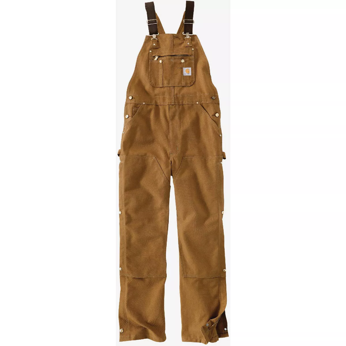 Carhartt Men's 34x34 Brown Firm Duck Bib Overalls, Loose Fit