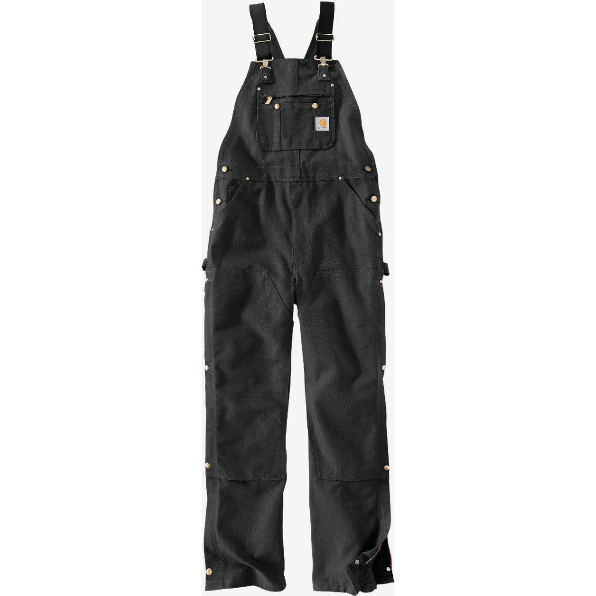 Carhartt Men's 34x32 Black Firm Duck Bib Overalls, Loose Fit