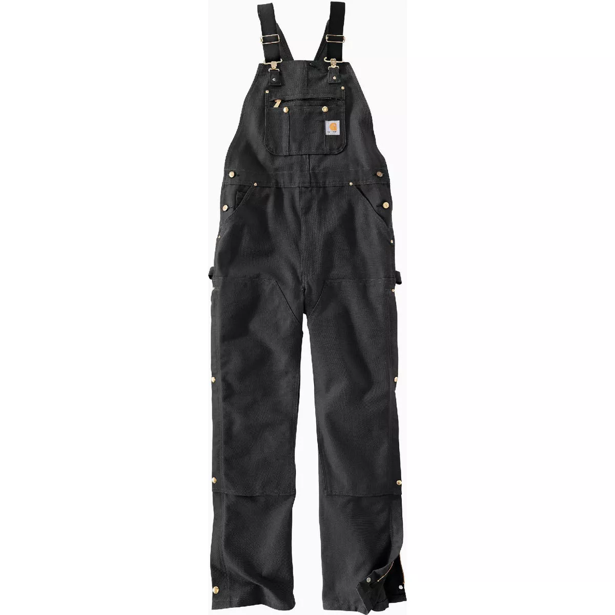 Carhartt Men's 36x34 Black Firm Duck Bib Overalls, Loose Fit