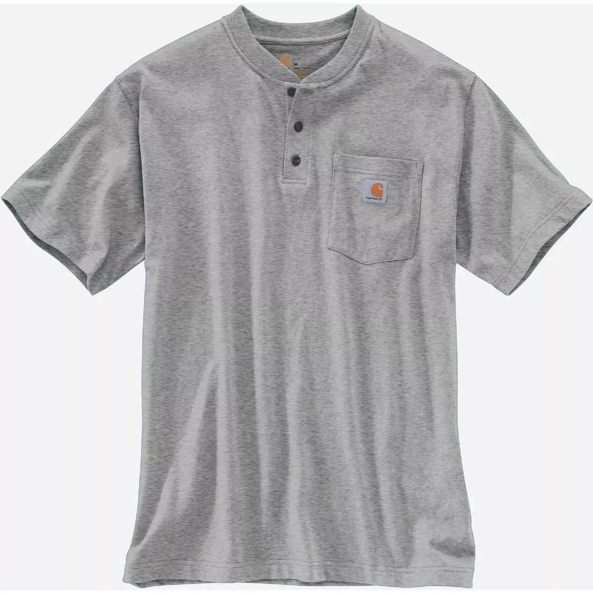 Carhartt Men's Large Regular Heather Gray Heavyweight Short Sleeve Pocket Henley, Loose Fit