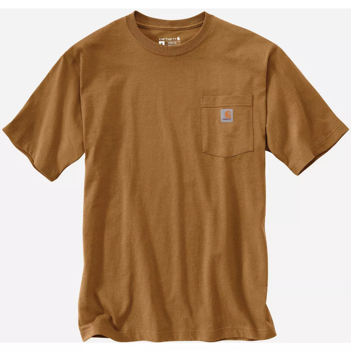 Carhartt Men's 2XL Tall Brown Heavyweight Short Sleeve Pocket T-Shirt, Loose Fit