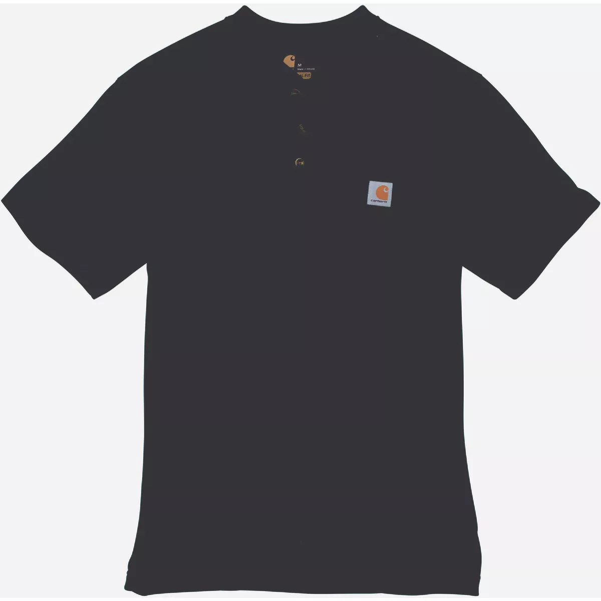 Carhartt Men's 2XL Tall Black Heavyweight Short Sleeve Pocket Henley, Loose Fit