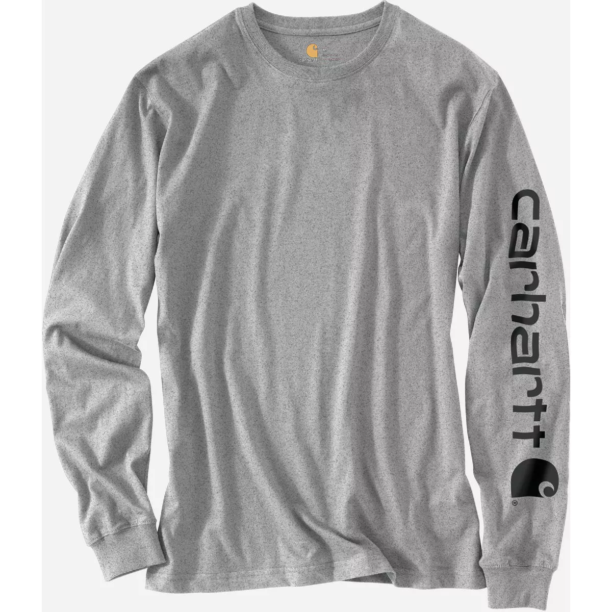 Carhartt Men's Large Tall Heather Gray Heavyweight Long Sleeve Logo Sleeve Graphic T-Shirt, Loose Fit