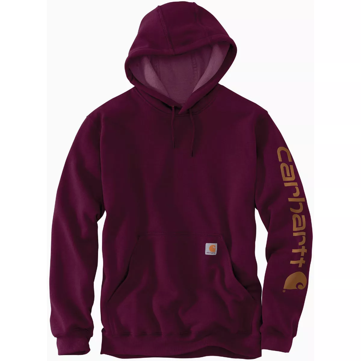 Carhartt Men's Medium Regular Port Midweight Logo Sleeve Graphic Pullover Hooded Sweatshirt, Loose Fit