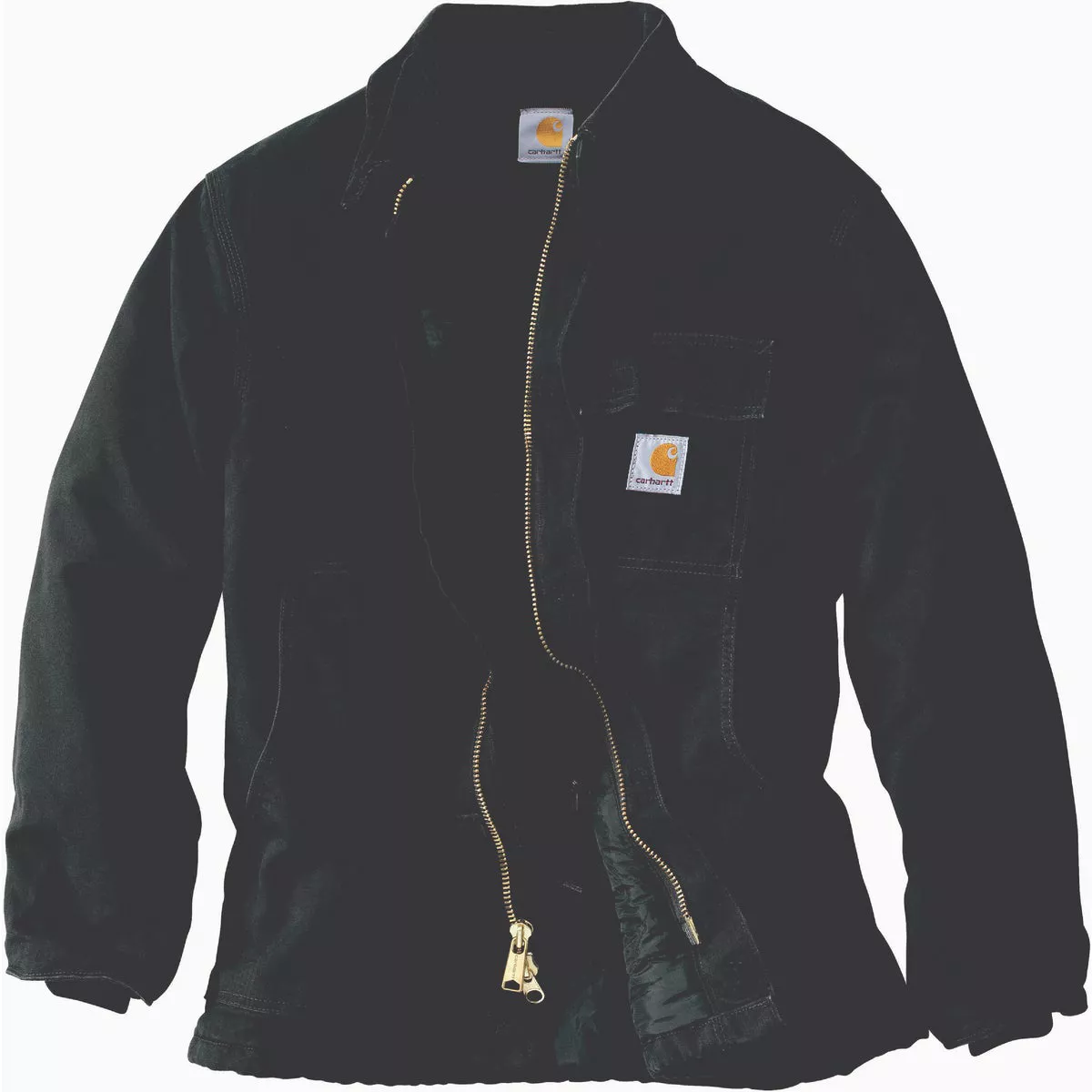 Carhartt Men's Medium Regular Black Firm Duck Insulated Traditional Coat, Loose Fit