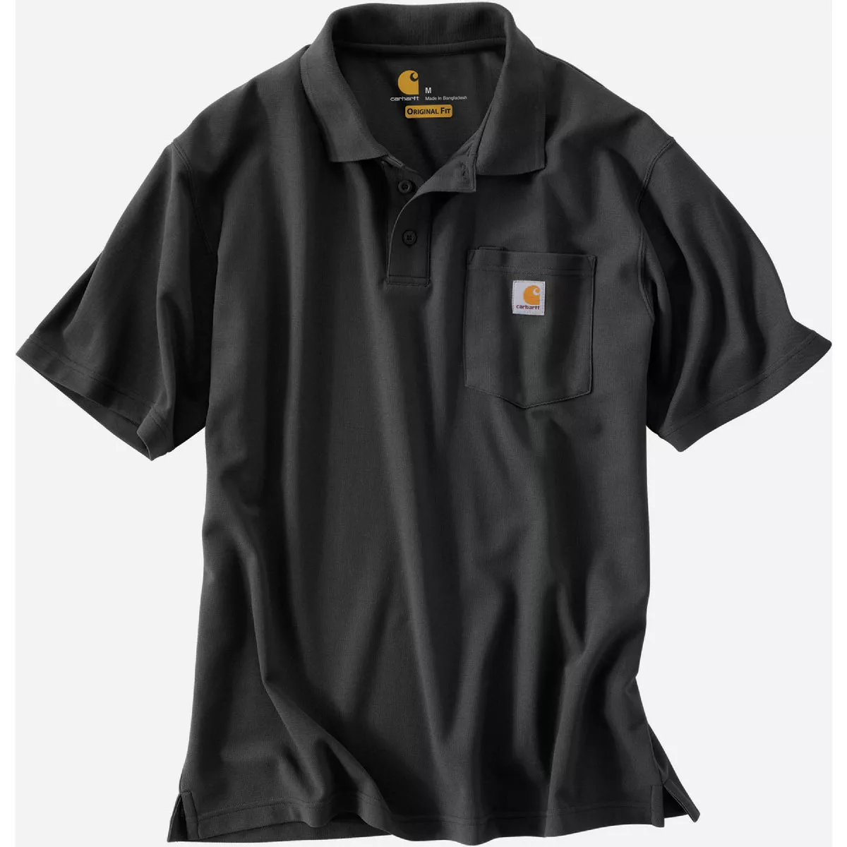 Carhartt Men's Large Tall Black Short Sleeve Midweight Pocket Polo, Loose Fit