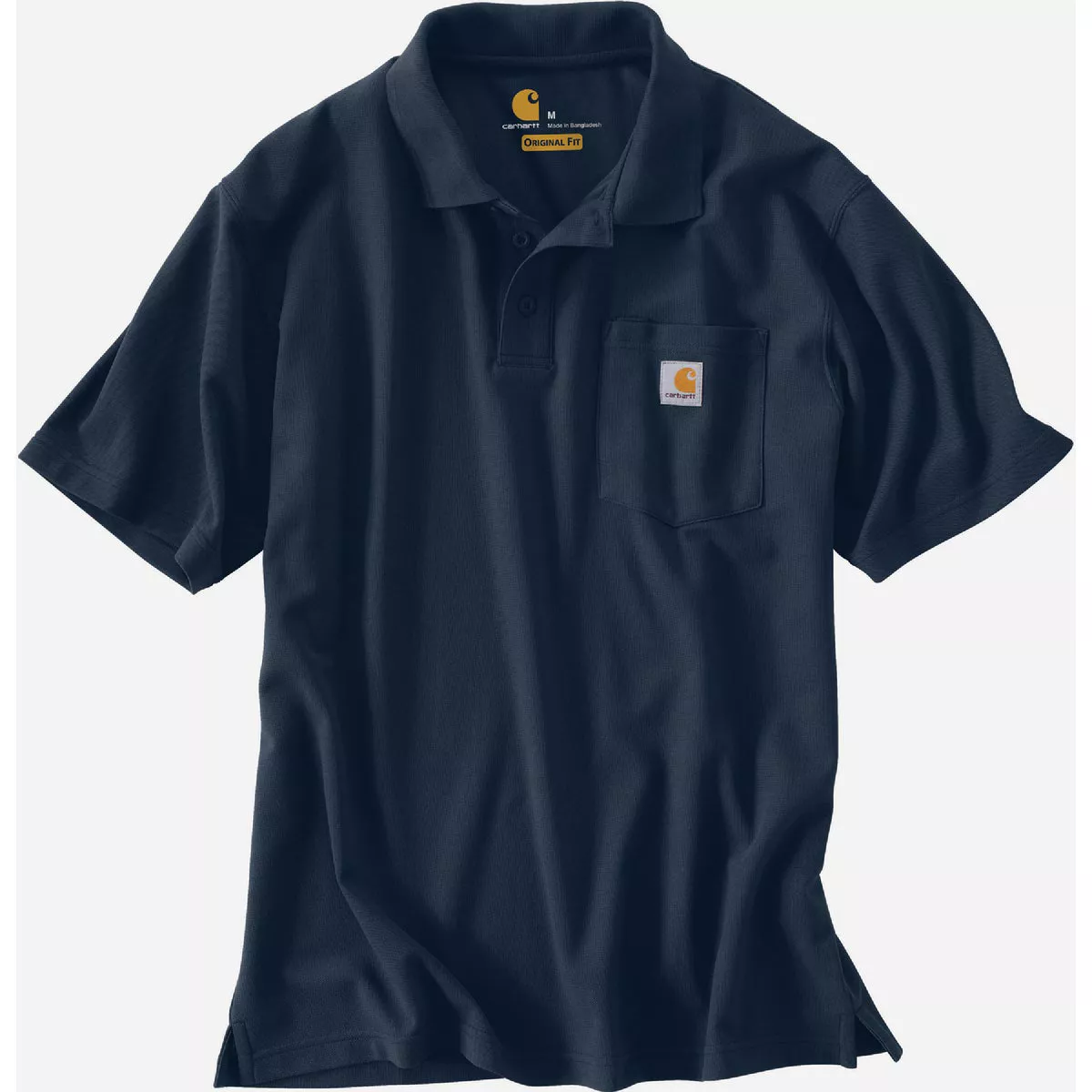 Carhartt Men's Large Regular Navy Short Sleeve Midweight Pocket Polo, Loose Fit