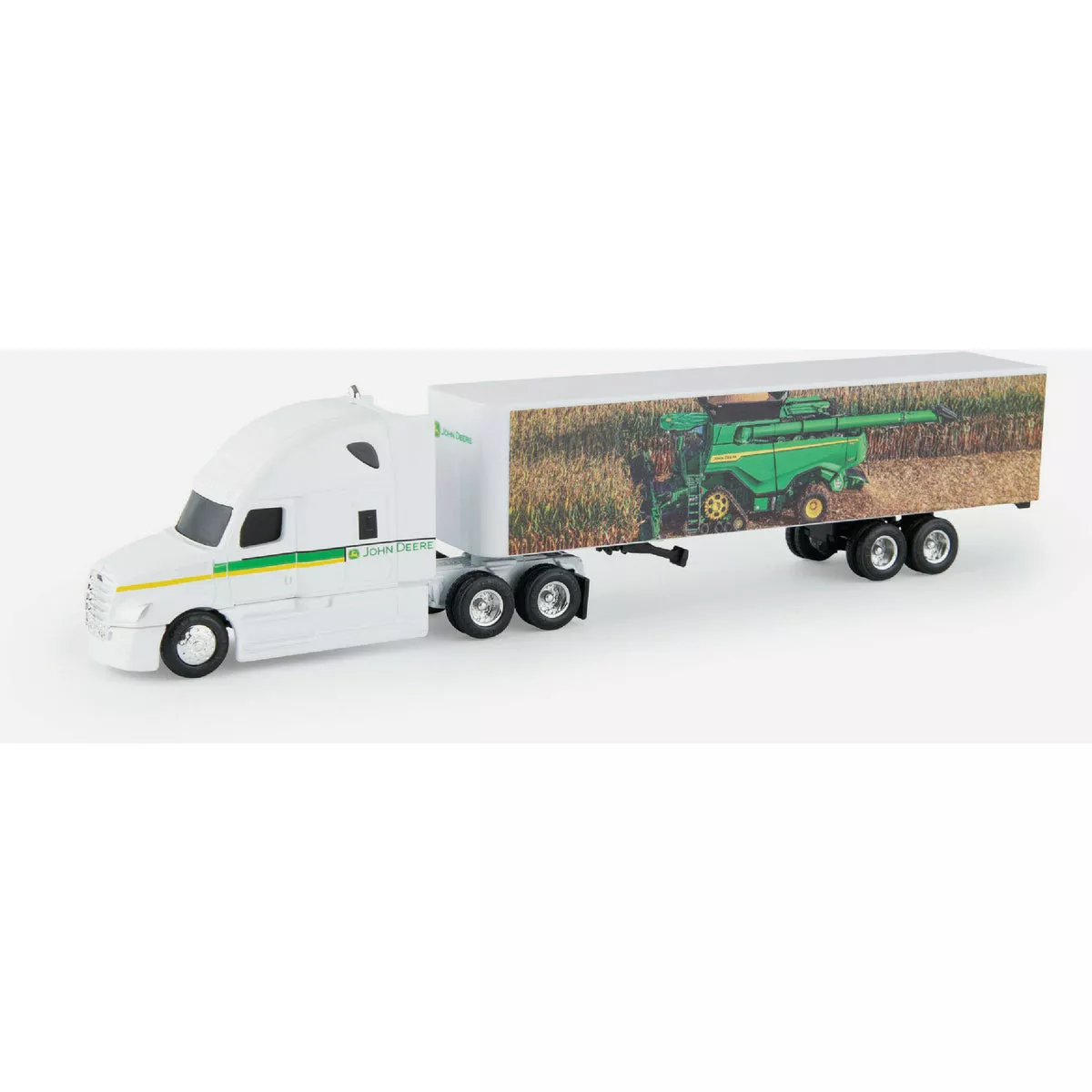 John Deere 1:64 Freightliner Semi with Combine Graphics Trailer-