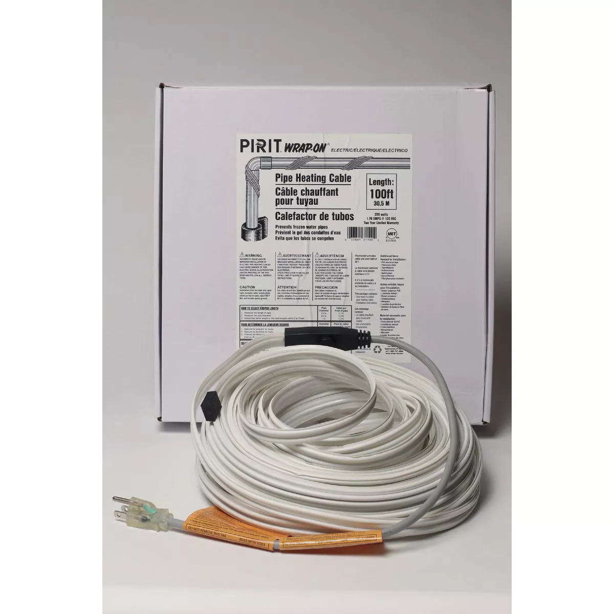 Wrap-On Pipe Heating Cable 100'