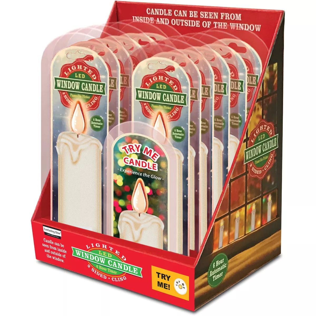 Everlasting Glow White Window Cling LED Candle